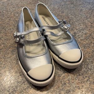 Converse Women’s Silver Dainty Mary Jane Sneakers